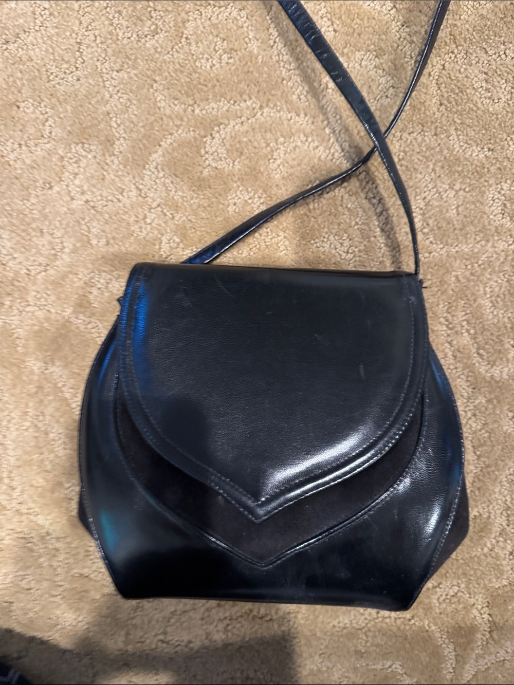 Elegant Black Leather/suede Crossbody Bag - Women's Shoulder Purse